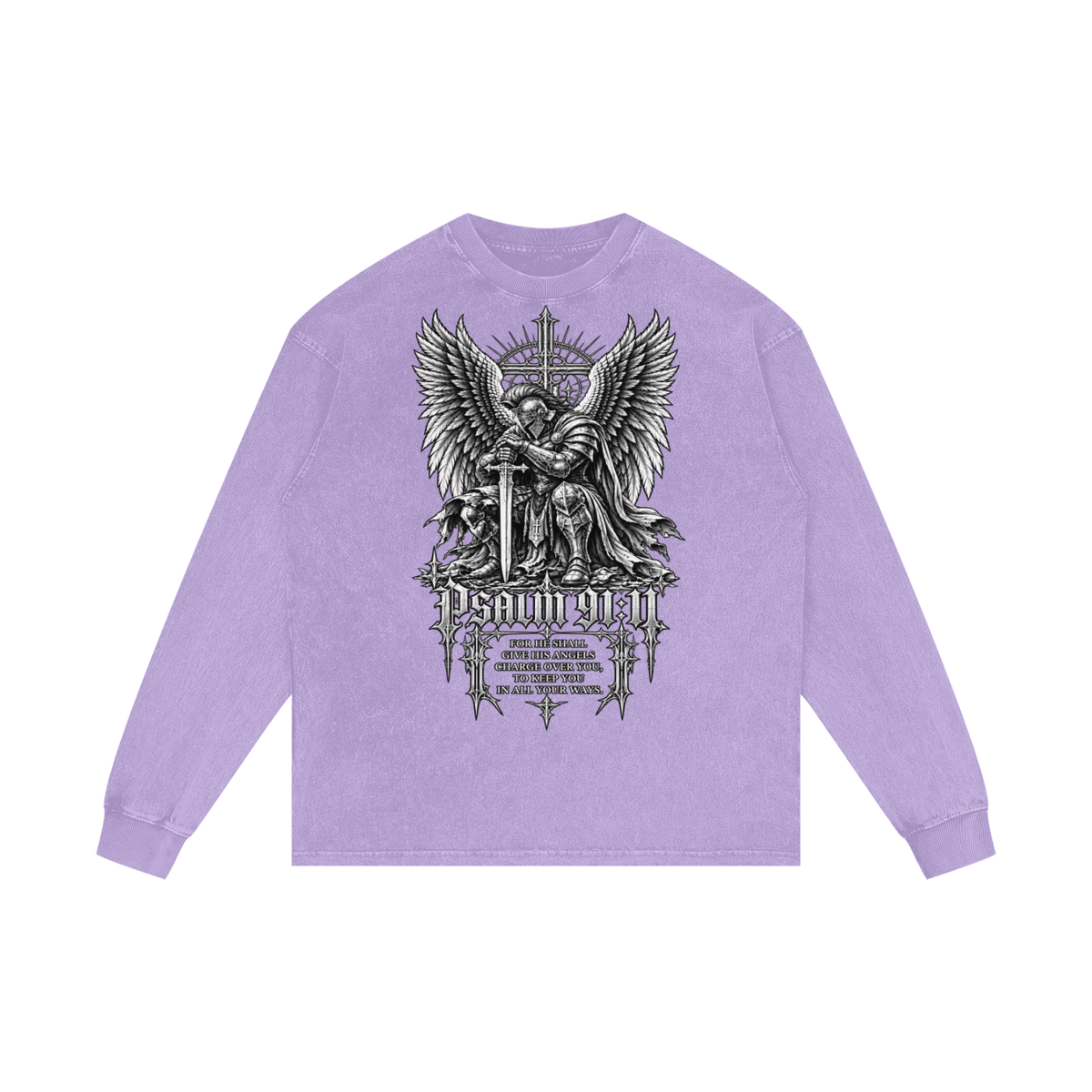Psalm 91: Acid Wash Oversize Long Sleeve T-Shirt