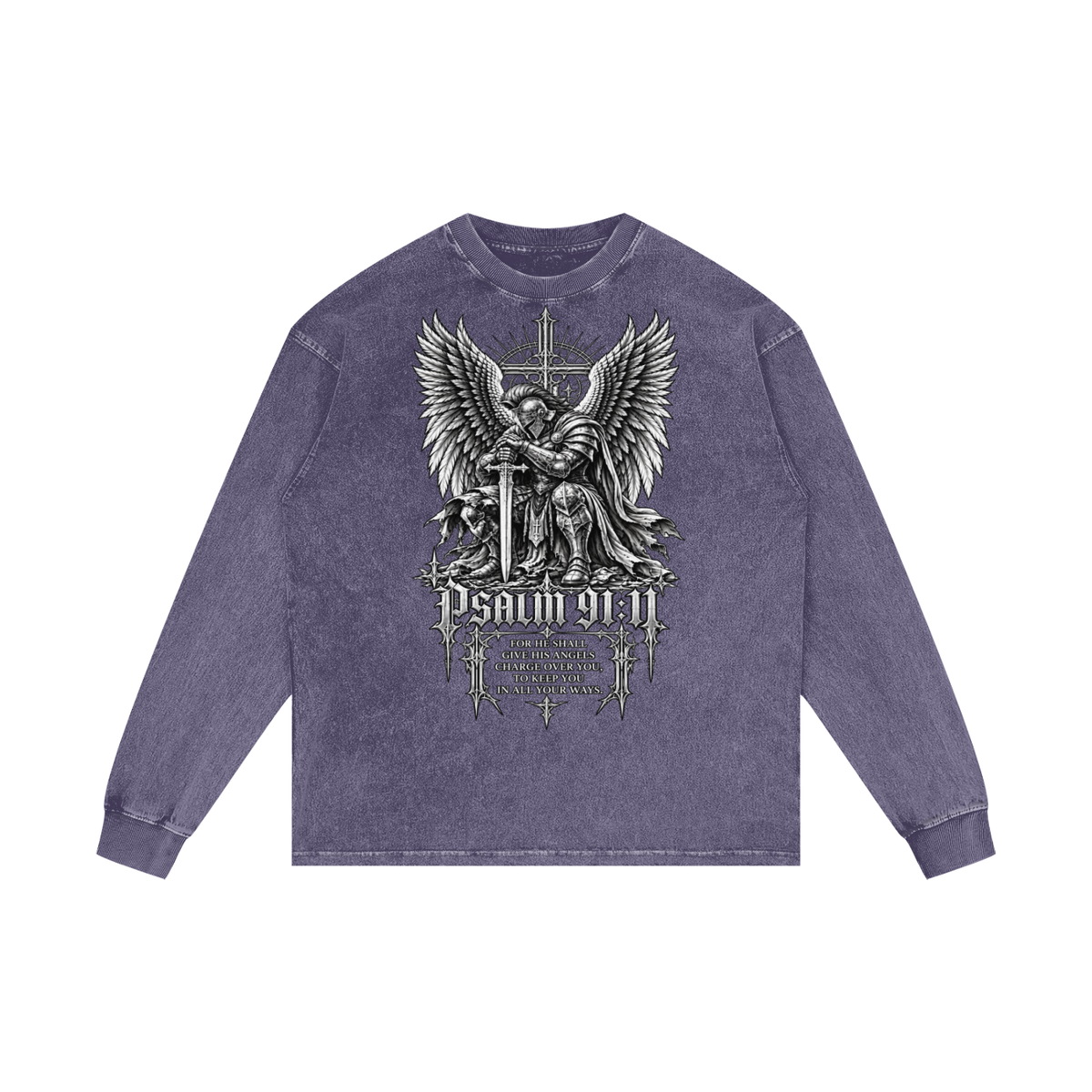 Psalm 91: Acid Wash Oversize Long Sleeve T-Shirt