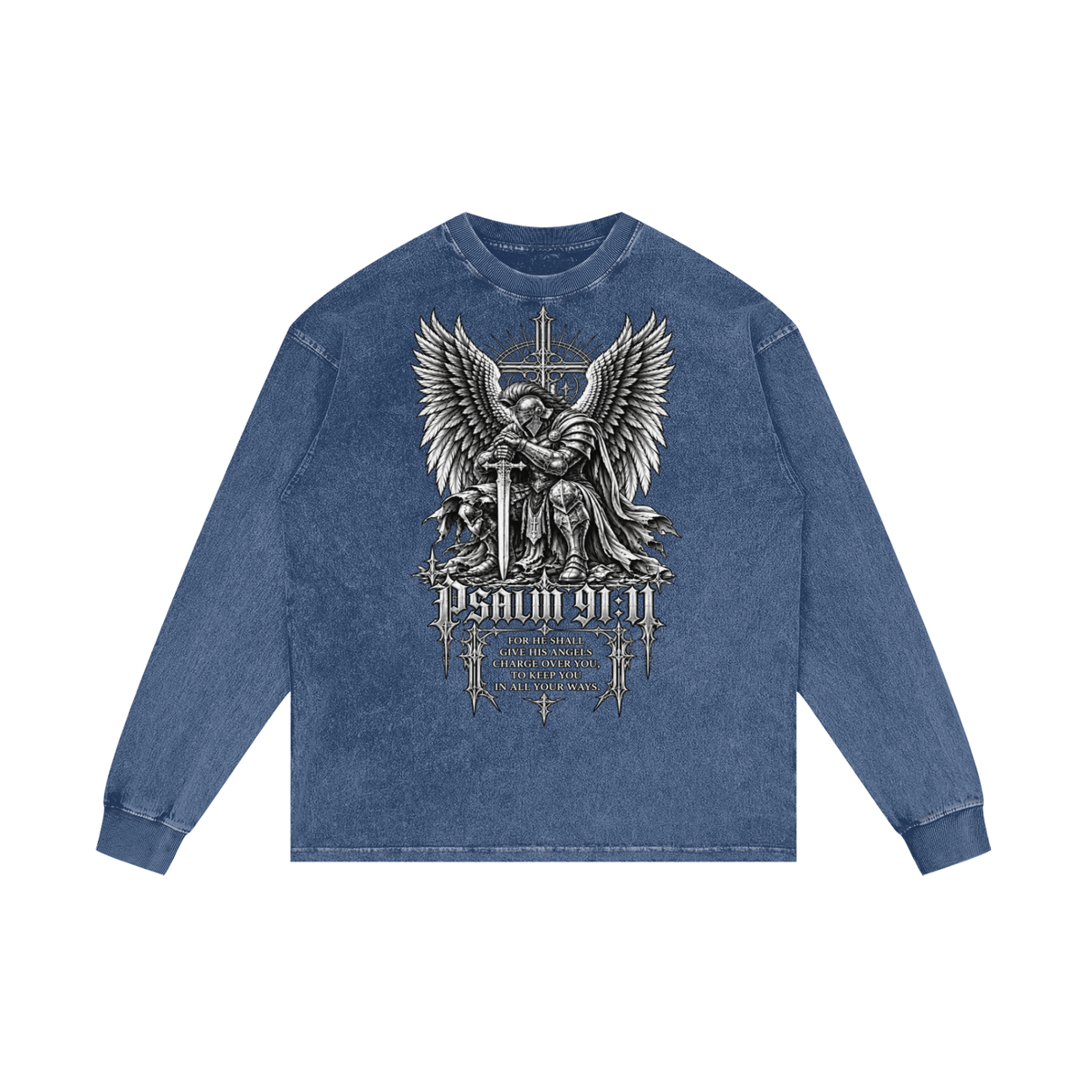 Psalm 91: Acid Wash Oversize Long Sleeve T-Shirt