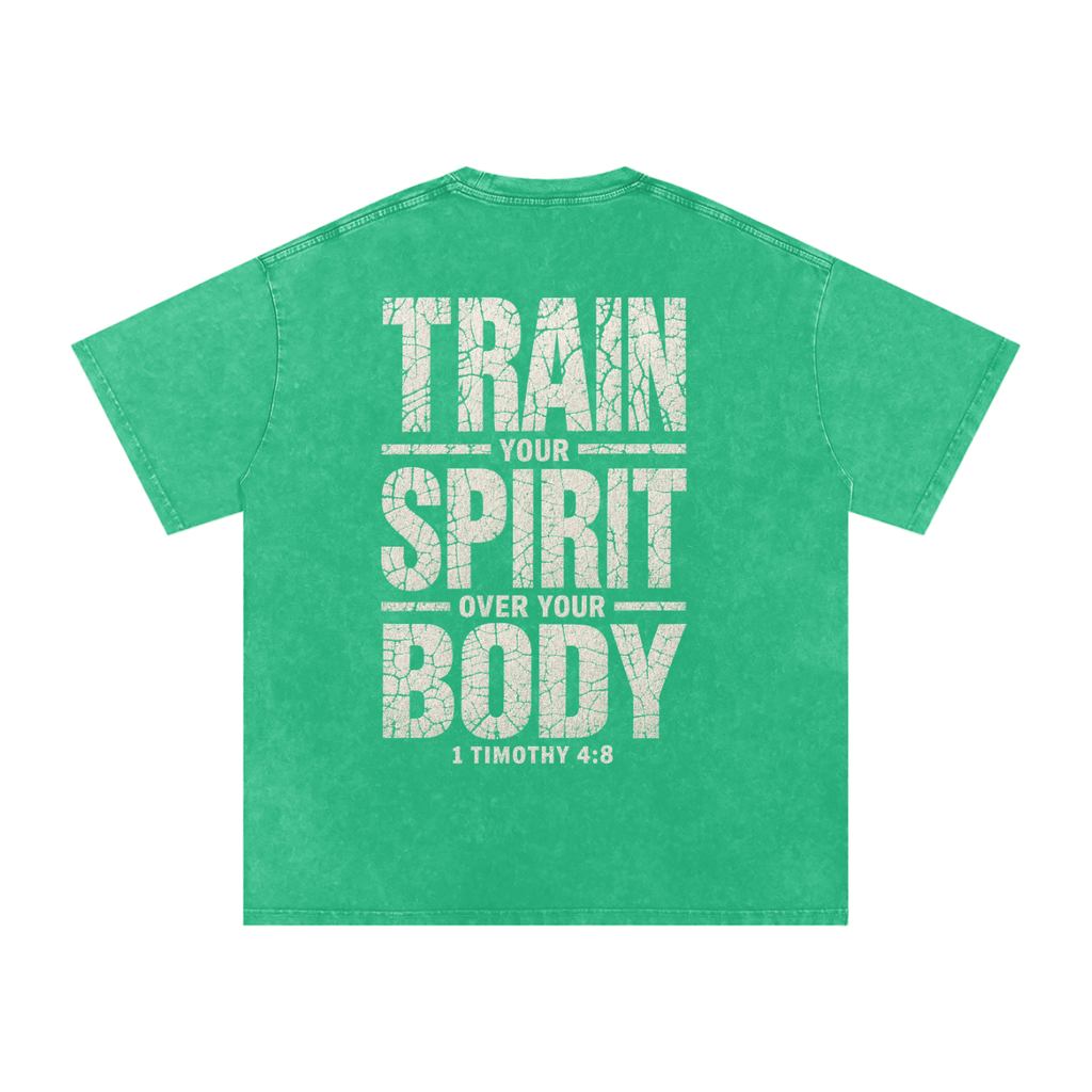 Snow Washed Train your spirit Oversized Cotton T-Shirt
