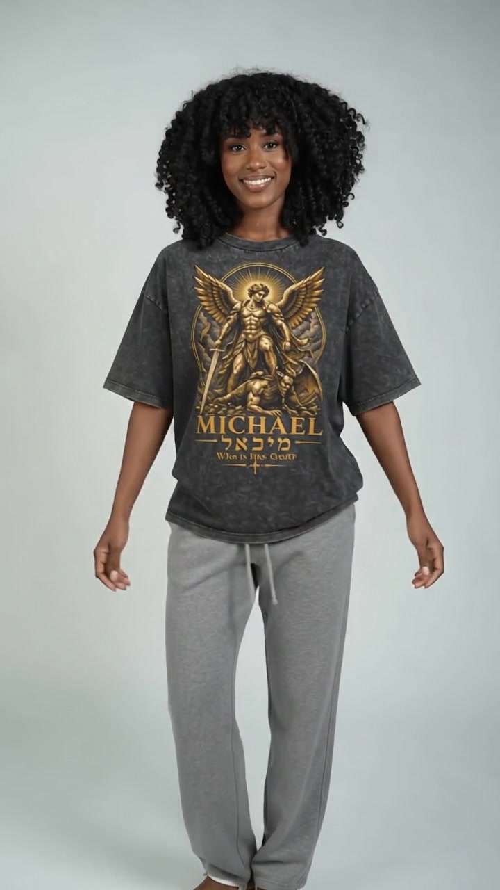 Model wearing RoyalChild Snow Washed Michael T-Shirt
